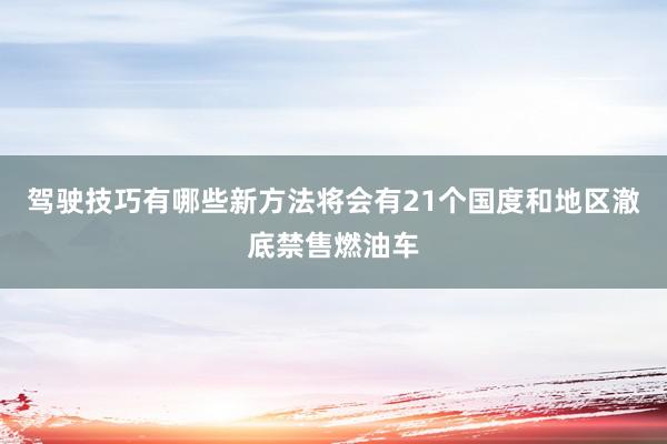 驾驶技巧有哪些新方法将会有21个国度和地区澈底禁售燃油车