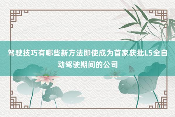 驾驶技巧有哪些新方法即使成为首家获批L5全自动驾驶期间的公司