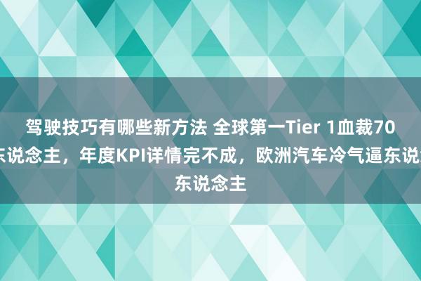 驾驶技巧有哪些新方法 全球第一Tier 1血裁7000东说念主，年度KPI详情完不成，欧洲汽车冷气逼东说念主