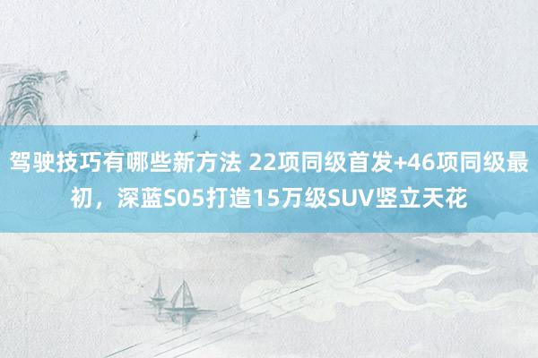 驾驶技巧有哪些新方法 22项同级首发+46项同级最初，深蓝S05打造15万级SUV竖立天花