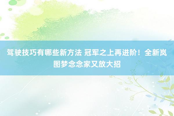 驾驶技巧有哪些新方法 冠军之上再进阶！全新岚图梦念念家又放大招