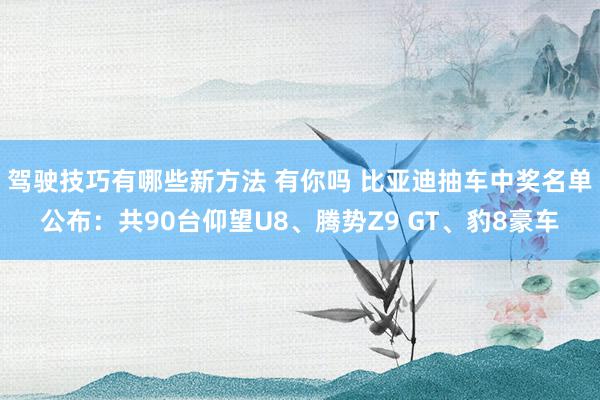 驾驶技巧有哪些新方法 有你吗 比亚迪抽车中奖名单公布：共90台仰望U8、腾势Z9 GT、豹8豪车