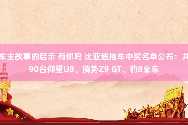 车主故事的启示 有你吗 比亚迪抽车中奖名单公布：共90台仰望U8、腾势Z9 GT、豹8豪车