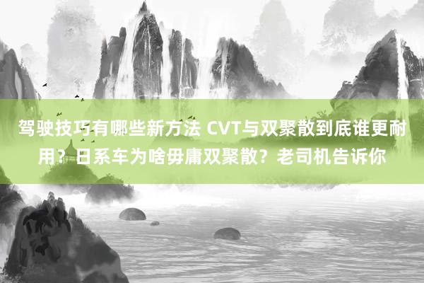 驾驶技巧有哪些新方法 CVT与双聚散到底谁更耐用？日系车为啥毋庸双聚散？老司机告诉你