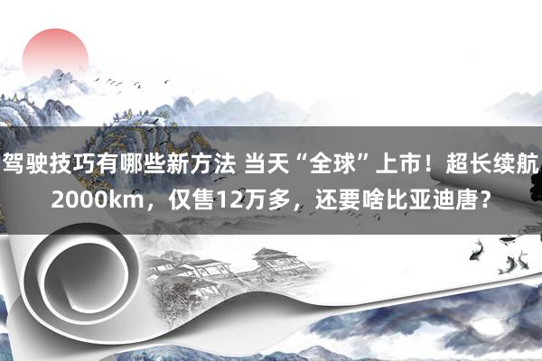 驾驶技巧有哪些新方法 当天“全球”上市！超长续航2000km，仅售12万多，还要啥比亚迪唐？