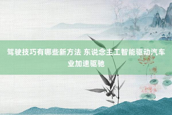 驾驶技巧有哪些新方法 东说念主工智能驱动汽车业加速驱驰