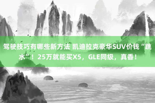 驾驶技巧有哪些新方法 凯迪拉克豪华SUV价钱“跳水”！25万就能买X5，GLE同级，真香！