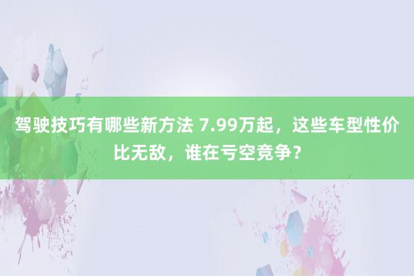 驾驶技巧有哪些新方法 7.99万起，这些车型性价比无敌，谁在亏空竞争？