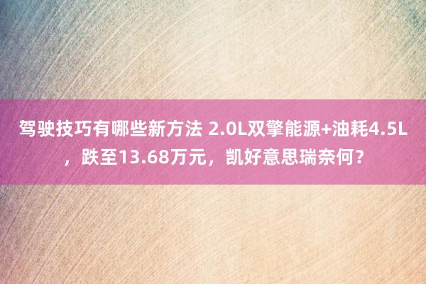 驾驶技巧有哪些新方法 2.0L双擎能源+油耗4.5L，跌至13.68万元，凯好意思瑞奈何？