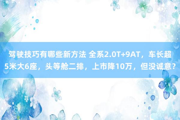 驾驶技巧有哪些新方法 全系2.0T+9AT，车长超5米大6座，头等舱二排，上市降10万，但没诚意？