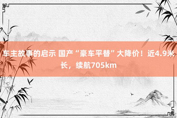 车主故事的启示 国产“豪车平替”大降价！近4.9米长，续航705km