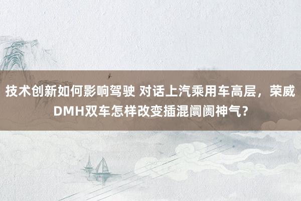 技术创新如何影响驾驶 对话上汽乘用车高层，荣威DMH双车怎样改变插混阛阓神气？