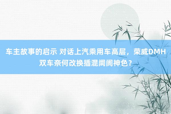 车主故事的启示 对话上汽乘用车高层，荣威DMH双车奈何改换插混阛阓神色？