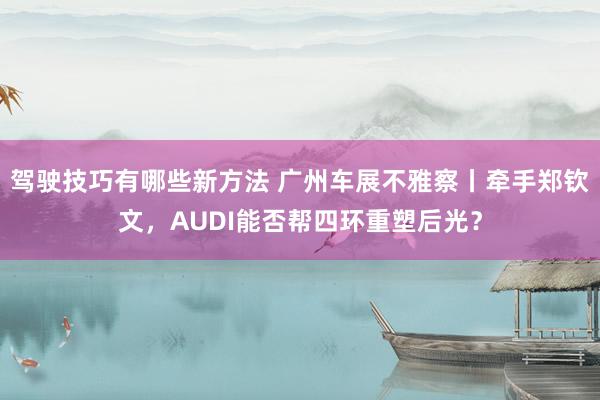 驾驶技巧有哪些新方法 广州车展不雅察丨牵手郑钦文，AUDI能否帮四环重塑后光？