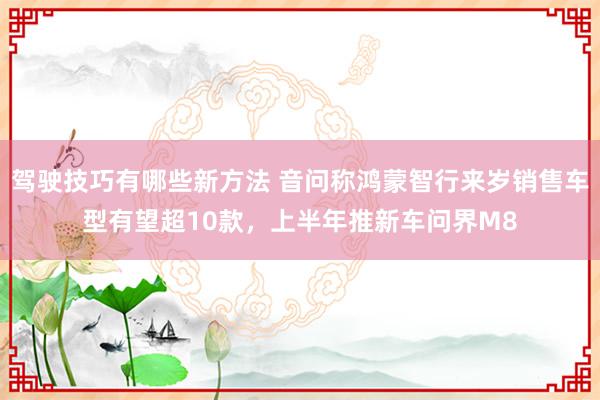 驾驶技巧有哪些新方法 音问称鸿蒙智行来岁销售车型有望超10款，上半年推新车问界M8