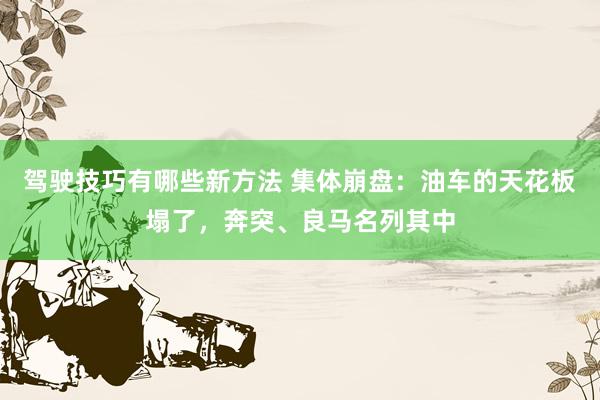 驾驶技巧有哪些新方法 集体崩盘：油车的天花板塌了，奔突、良马名列其中