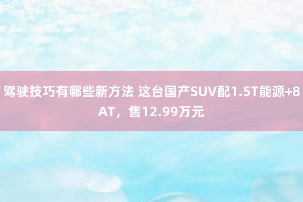 驾驶技巧有哪些新方法 这台国产SUV配1.5T能源+8AT，售12.99万元