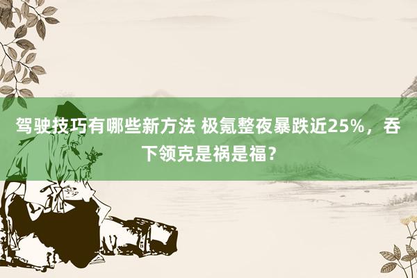 驾驶技巧有哪些新方法 极氪整夜暴跌近25%，吞下领克是祸是福？