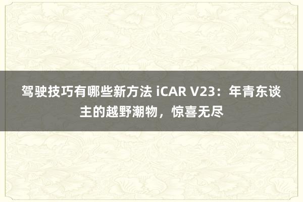 驾驶技巧有哪些新方法 iCAR V23：年青东谈主的越野潮物，惊喜无尽