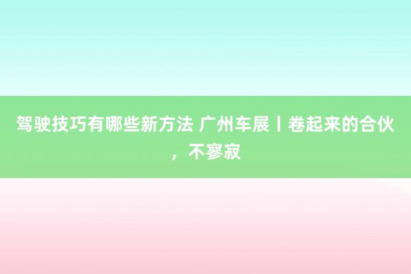 驾驶技巧有哪些新方法 广州车展丨卷起来的合伙，不寥寂