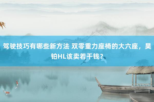 驾驶技巧有哪些新方法 双零重力座椅的大六座，昊铂HL该卖若干钱？