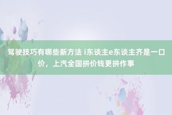 驾驶技巧有哪些新方法 i东谈主e东谈主齐是一口价，上汽全国拼价钱更拼作事