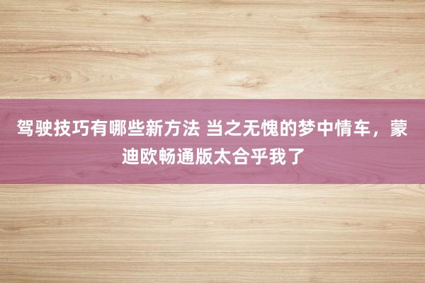 驾驶技巧有哪些新方法 当之无愧的梦中情车，蒙迪欧畅通版太合乎我了