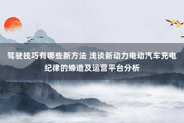 驾驶技巧有哪些新方法 浅谈新动力电动汽车充电纪律的缔造及运营平台分析