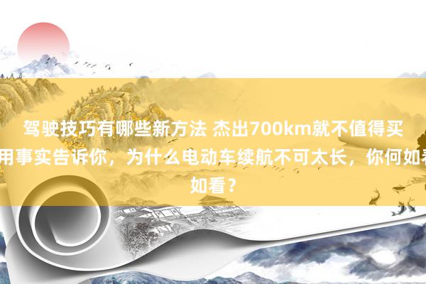 驾驶技巧有哪些新方法 杰出700km就不值得买！用事实告诉你，为什么电动车续航不可太长，你何如看？