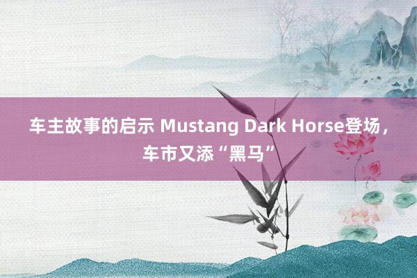 车主故事的启示 Mustang Dark Horse登场，车市又添“黑马”