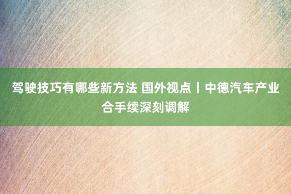 驾驶技巧有哪些新方法 国外视点丨中德汽车产业合手续深刻调解