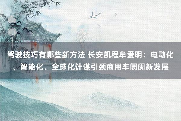 驾驶技巧有哪些新方法 长安凯程牟爱明：电动化、智能化、全球化计谋引颈商用车阛阓新发展