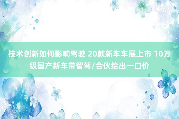 技术创新如何影响驾驶 20款新车车展上市 10万级国产新车带智驾/合伙给出一口价