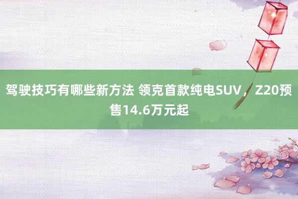 驾驶技巧有哪些新方法 领克首款纯电SUV，Z20预售14.6万元起