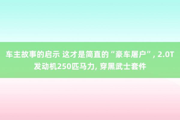 车主故事的启示 这才是简直的“豪车屠户”, 2.0T发动机250匹马力, 穿黑武士套件