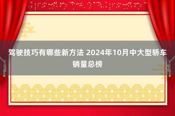 驾驶技巧有哪些新方法 2024年10月中大型轿车销量总榜