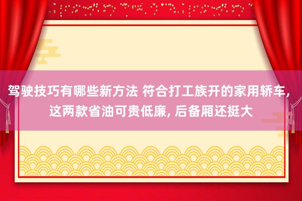 驾驶技巧有哪些新方法 符合打工族开的家用轿车, 这两款省油可贵低廉, 后备厢还挺大