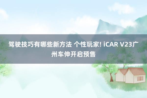 驾驶技巧有哪些新方法 个性玩家! iCAR V23广州车伸开启预售