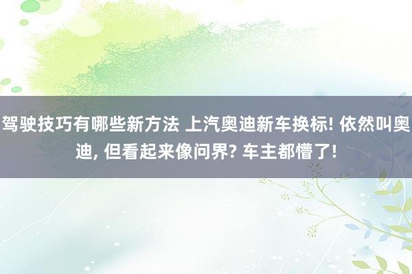 驾驶技巧有哪些新方法 上汽奥迪新车换标! 依然叫奥迪, 但看起来像问界? 车主都懵了!