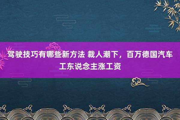 驾驶技巧有哪些新方法 裁人潮下，百万德国汽车工东说念主涨工资