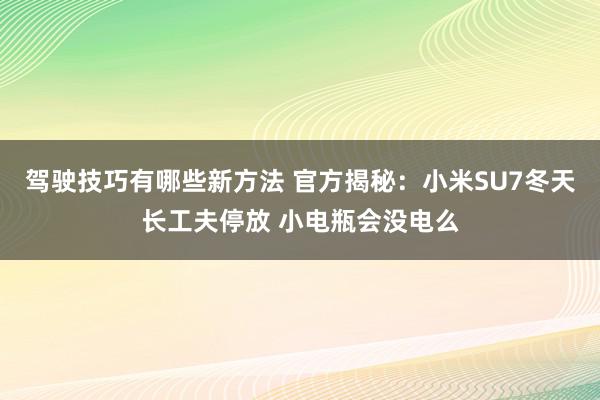 驾驶技巧有哪些新方法 官方揭秘：小米SU7冬天长工夫停放 小电瓶会没电么