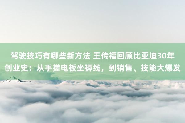 驾驶技巧有哪些新方法 王传福回顾比亚迪30年创业史：从手搓电板坐褥线，到销售、技能大爆发