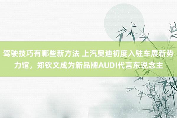 驾驶技巧有哪些新方法 上汽奥迪初度入驻车展新势力馆，郑钦文成为新品牌AUDI代言东说念主