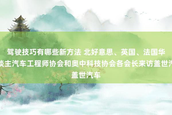 驾驶技巧有哪些新方法 北好意思、英国、法国华东谈主汽车工程师协会和奥中科技协会各会长来访盖世汽车