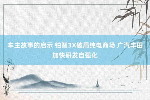 车主故事的启示 铂智3X破局纯电商场 广汽丰田加快研发自强化