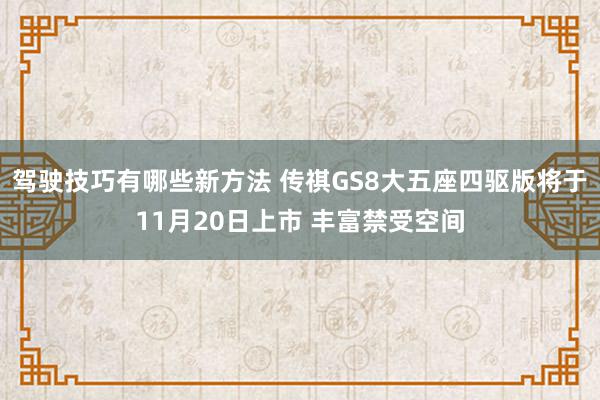 驾驶技巧有哪些新方法 传祺GS8大五座四驱版将于11月20日上市 丰富禁受空间