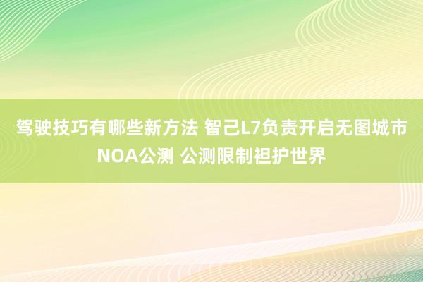 驾驶技巧有哪些新方法 智己L7负责开启无图城市NOA公测 公测限制袒护世界